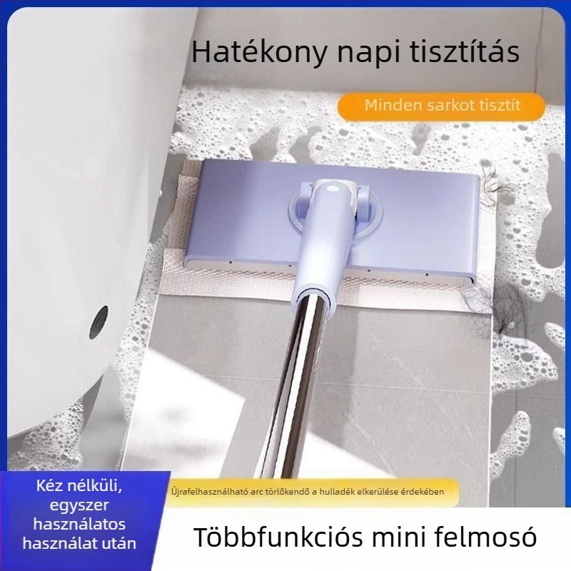 Új, többfunkciós felmosó, kéz nélküli használat, lapos fejű felmosó, ruhaklipszes kendővel, otthoni használatra