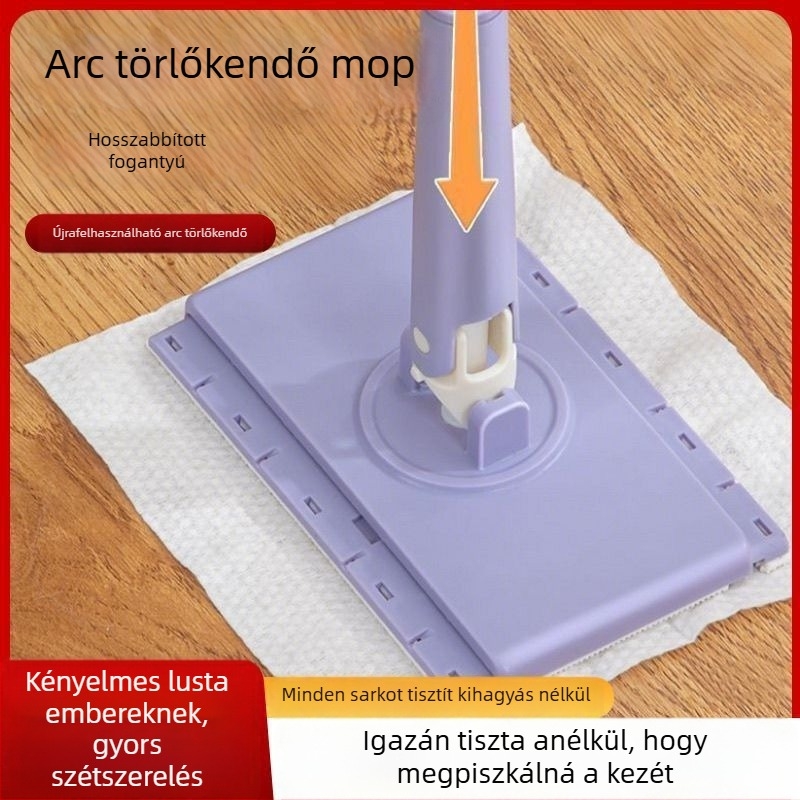 Új, többfunkciós felmosó, kéz nélküli használat, lapos fejű felmosó, ruhaklipszes kendővel, otthoni használatra