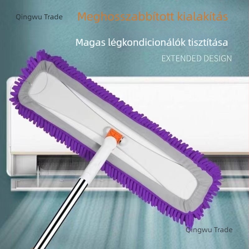 Nagy chenille lapos mop padlóhoz és csempehez, nedves és száraz tisztítás, egység meghajtású mechanizmus
