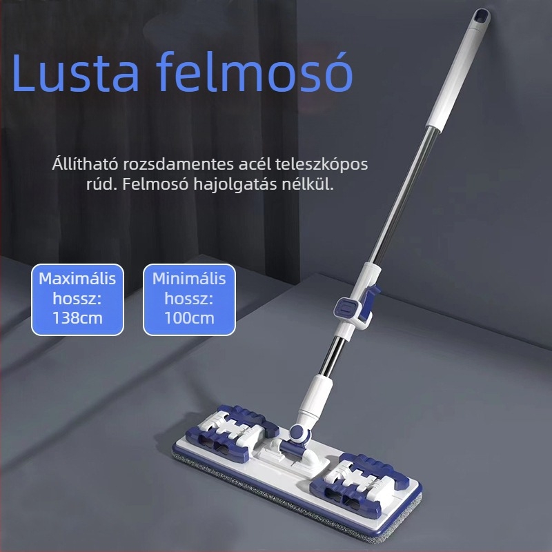 Biomimikus lapos felmosó nedves és száraz tisztításra, pillangókapoccsal, állítható hosszúságú 95–138 cm