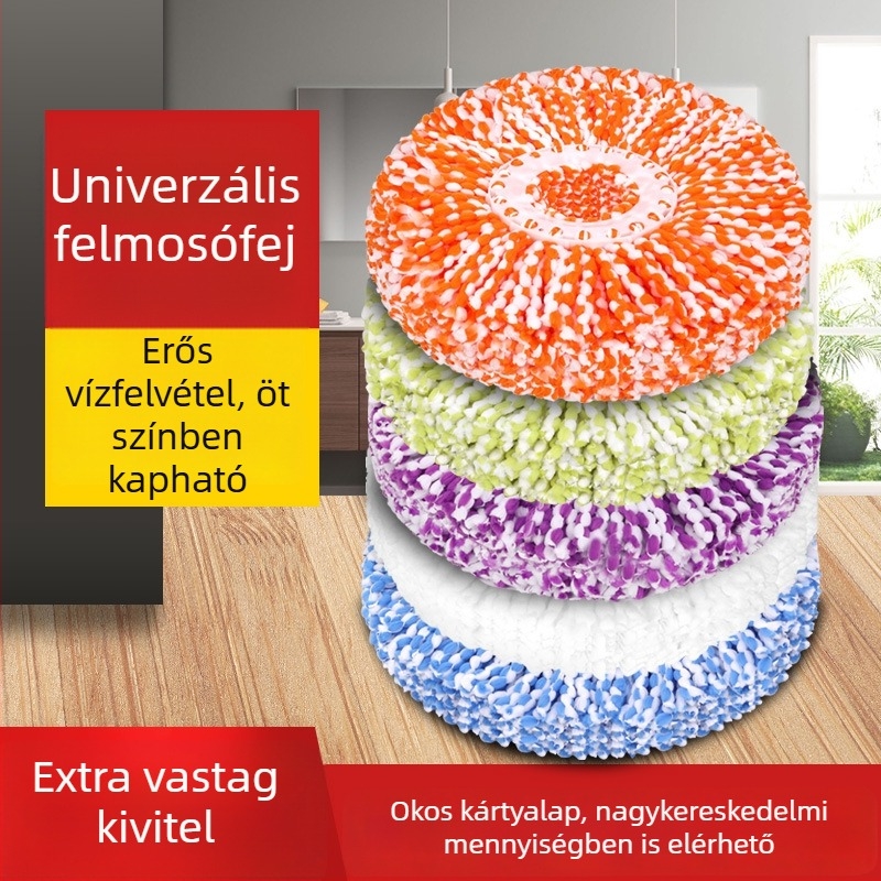 Cserélhető rostos mop fej, forgó univerzális kialakítás, nedvszívó, megvastagodott, okos tisztító kiegészítő