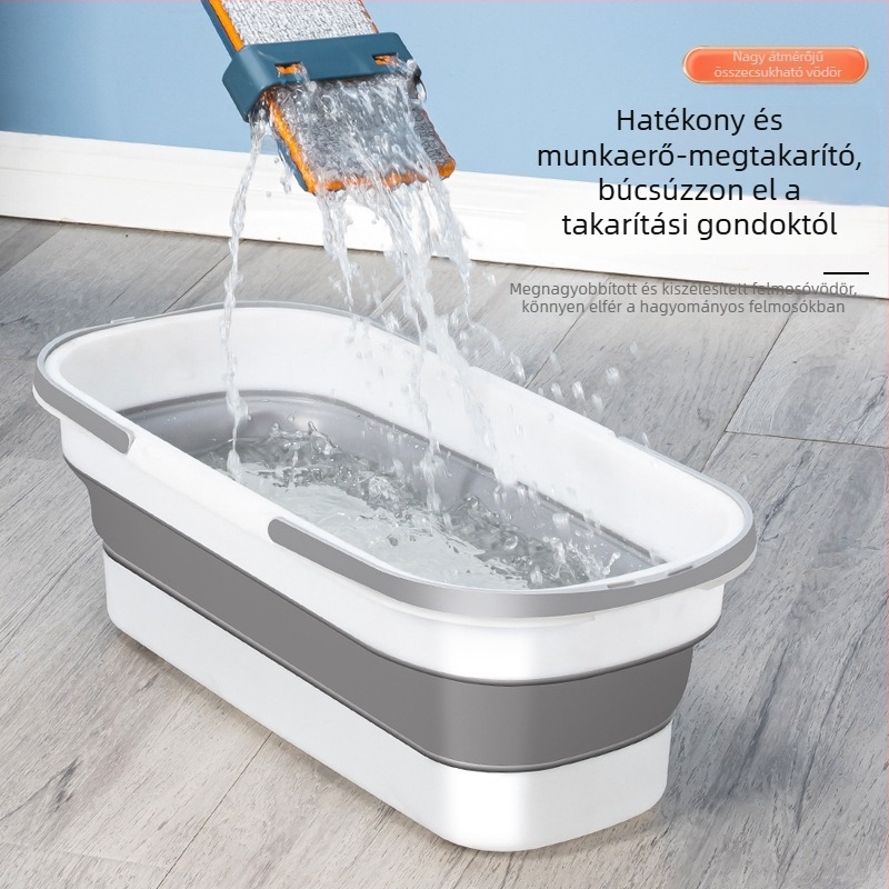 Otthoni használatra összecsukható vödör fogantyúval, műanyag víztároló vödör, mop vödör kerekekkel, nagy méret