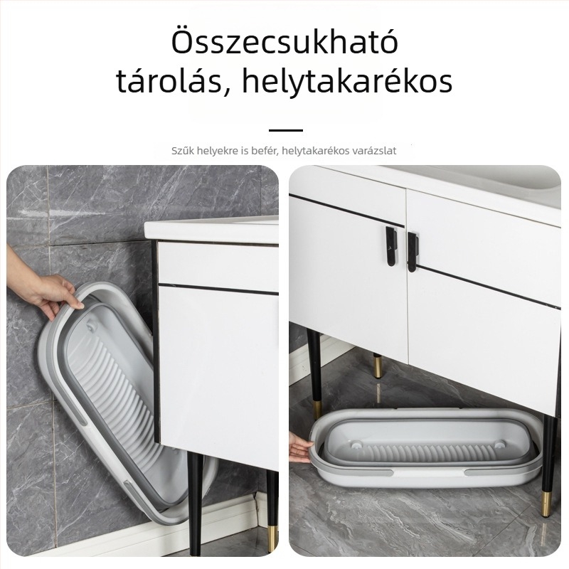 Otthoni használatra összecsukható vödör fogantyúval, műanyag víztároló vödör, mop vödör kerekekkel, nagy méret