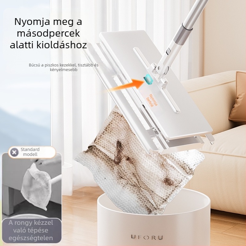 Mikroszálas lapos felmosó levehető ruhával, otthoni tisztításra, kézi mosás nélkül