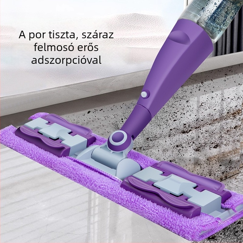 Vizes permetezésű mop padlókhoz, elektrosztatikus por eltávolítás, mosás nélkül, textilemop a padlón, száraz és nedves kettős használat, sík fej, hordozható egyszer használatos mop