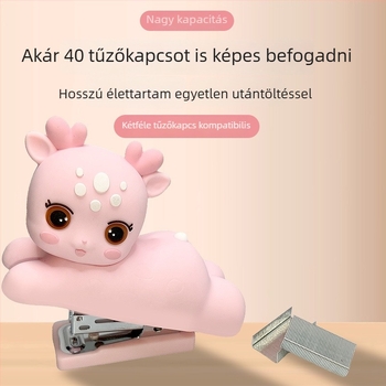 Cuki szilikon szarvas mini stapler – 24/6 vagy 26/6, irodai, többfunkciós