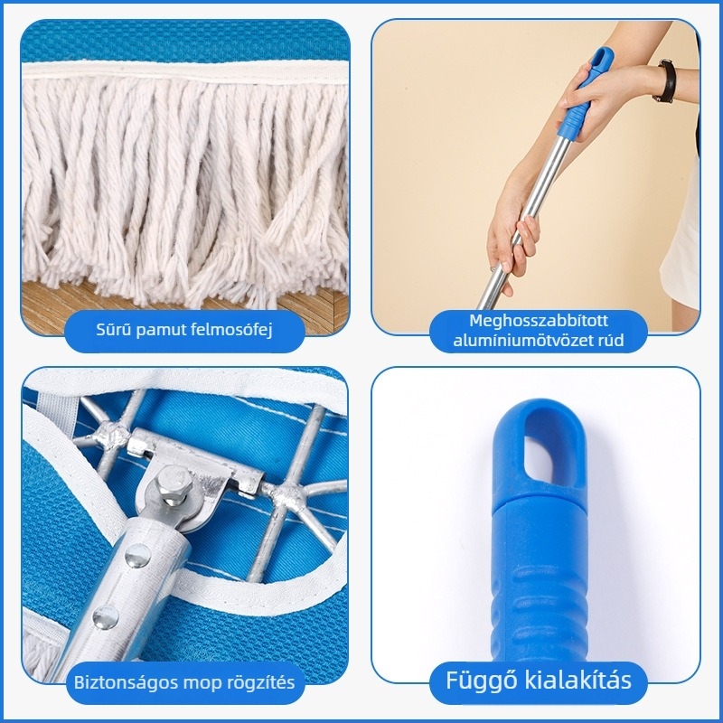 Kórházi tisztításhoz készült lapos mop, szívó pamutfonalból és hálós anyagból