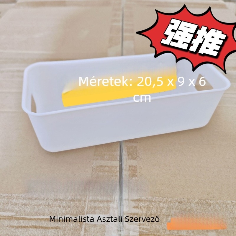 Műanyagból készült, elegáns, téglalap alakú tároló doboz, rakható, 1 L kapacitású, kozmetikumok és írószerek számára