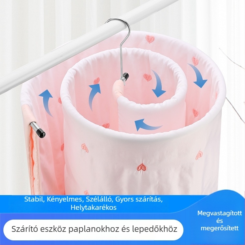Rozsdamentes acél spirál ruhaszárító erkélyre, forgó állvány lepedők és paplanok szárítására