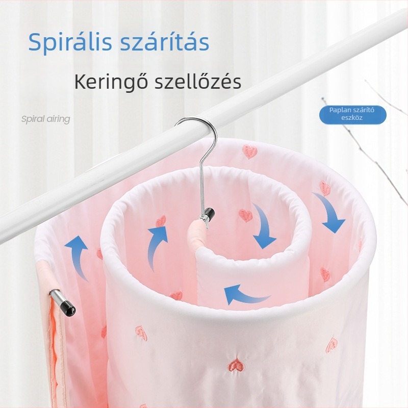 Rozsdamentes acél spirál ruhaszárító erkélyre, forgó állvány lepedők és paplanok szárítására