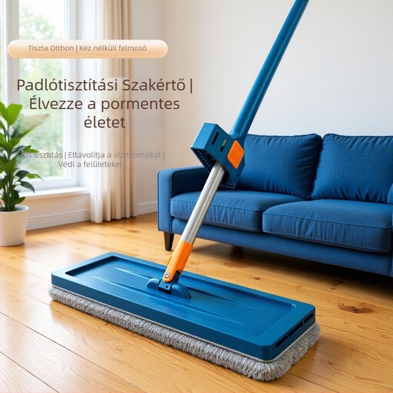 Otthoni használatra készült lapos mikroszálas mop, ultra finom rostok, nagy nedvszívó képesség, egy lépéses működés, kézi mosás nélkül