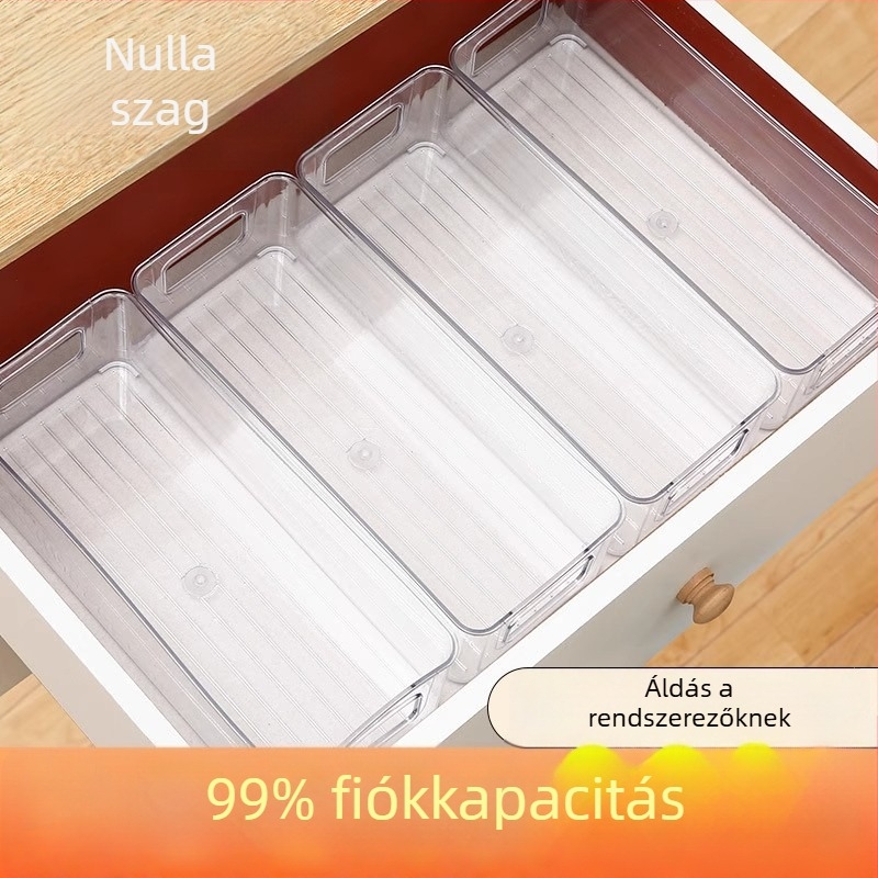 Akril fiókelválasztó, hosszú keskeny téglalap alakú rendező kis tárgyakhoz