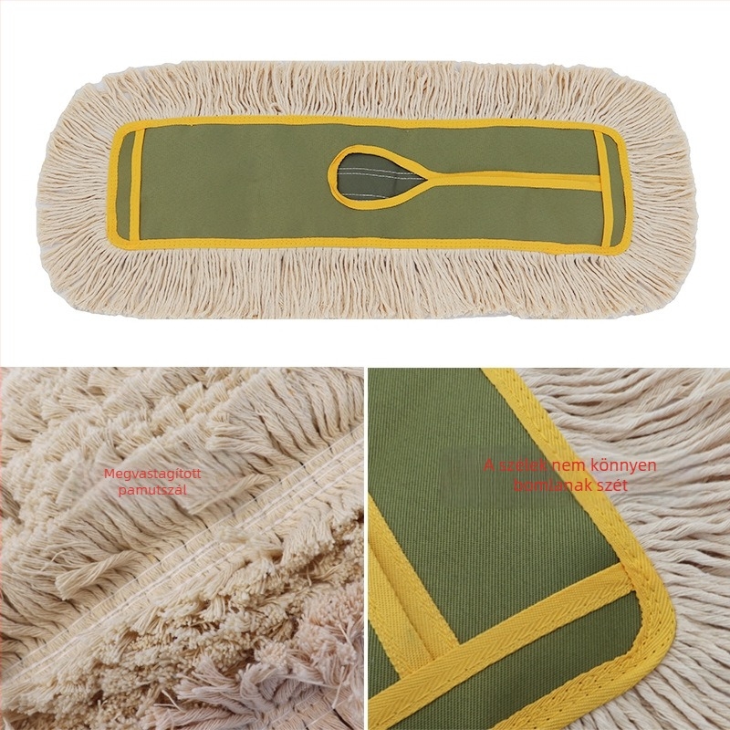 Sűrített pamutszálas lapos mop porhoz, nagy nedvszívó fej, alumínium ötvözet nyél, teleszkópos 100–120 cm, fejméretek 40/60/80/90/110 cm