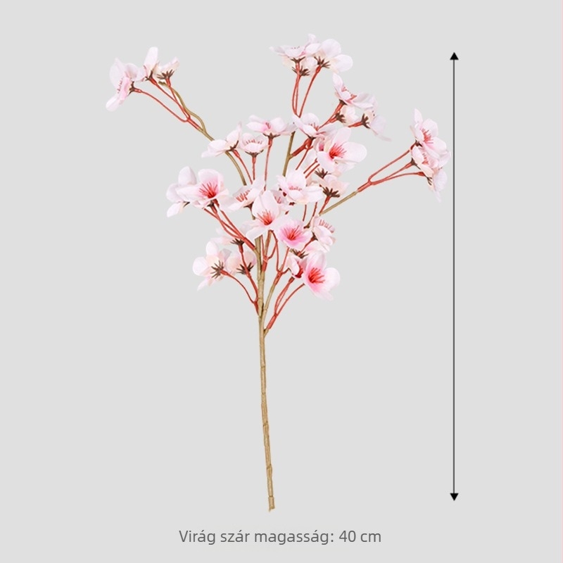 Mesterséges csereszny- és őszibarackvirágú ág, 40 cm, esküvői és otthoni dekoráció