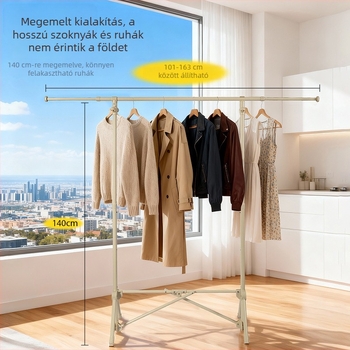 Padlóra álló ruhatartó állvány, helytakarékos, a táskák és ruhák tárolására, integrált, modern minimalista kialítás a hálószoba és a nappali számára