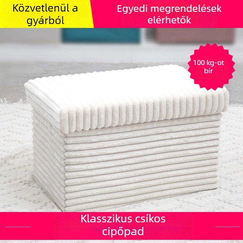 Többfunkciós összecsukható tároló puff — ülőként használható, tárolórekesszel takarókhoz, cipőkhöz és játékokhoz