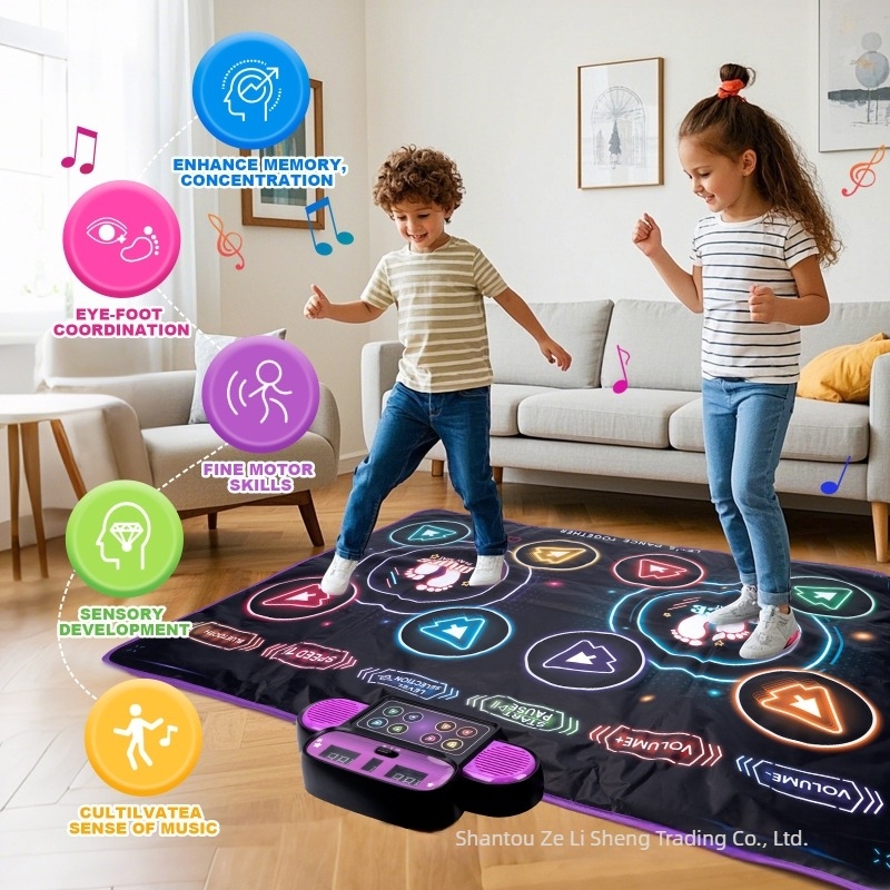 106×80 cm gyerekeknek szóló Bluetooth fényű táncpad, két játékos számára, interaktív kihívás nehézségi szintekkel