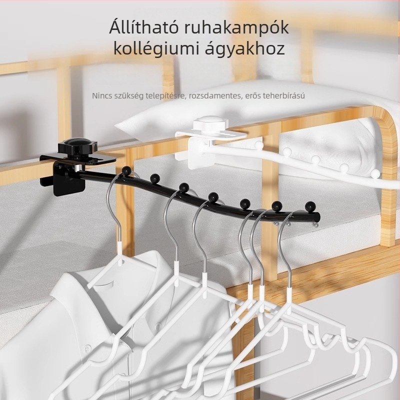 Fém, fix, egyrudas ruhaszárító állvány kollégiumi szobához, az ágy mellett