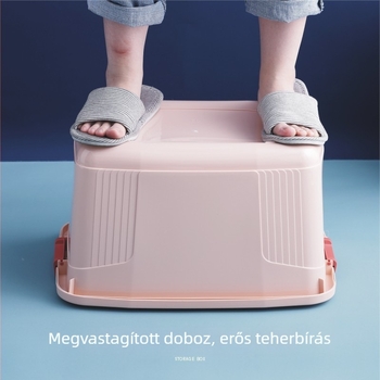 Nagy műanyag tároló doboz fogantyúval – többfunkciós hálószobai tároló ruhák, plédek és játékok számára