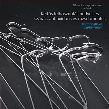 Rozsdamentes acél ruhakasztó, vastagabb és szélesebb sík rúd, csúszásmentes, hornyokkal a ruhák és nadrágok szárításához