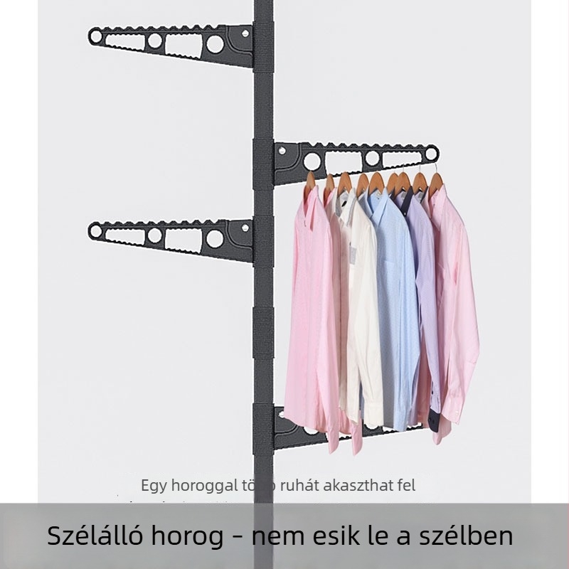Padlótól a mennyezetig állítható teleszkópos ruhaszárító rúd, balkonnak és hálószobának