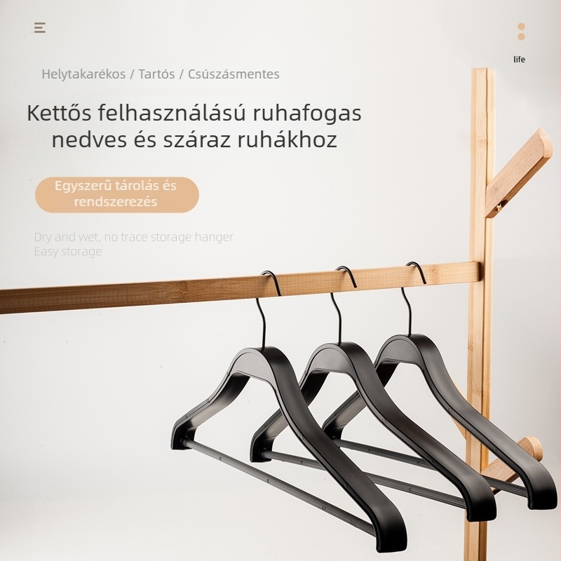 Műanyag kihúzható, csúszásmentes vállfa – ideális kosztümökhöz és ruhásszekrényhez