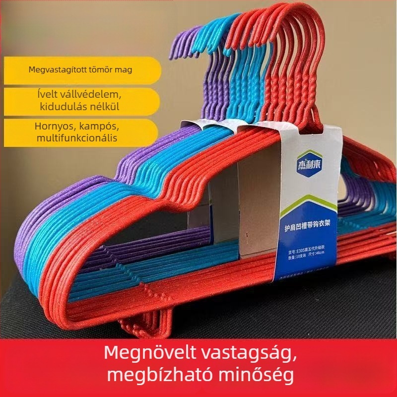 Vasból készült ruhaszárító akasztó, széles vállú, hornyolt, vastagított kivitel