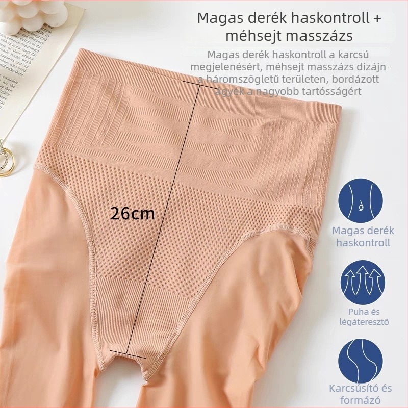 Magas derekú hasformáló harisnya tavasz–ősz időszakra, közepesen vastag, bőr színű, nők számára