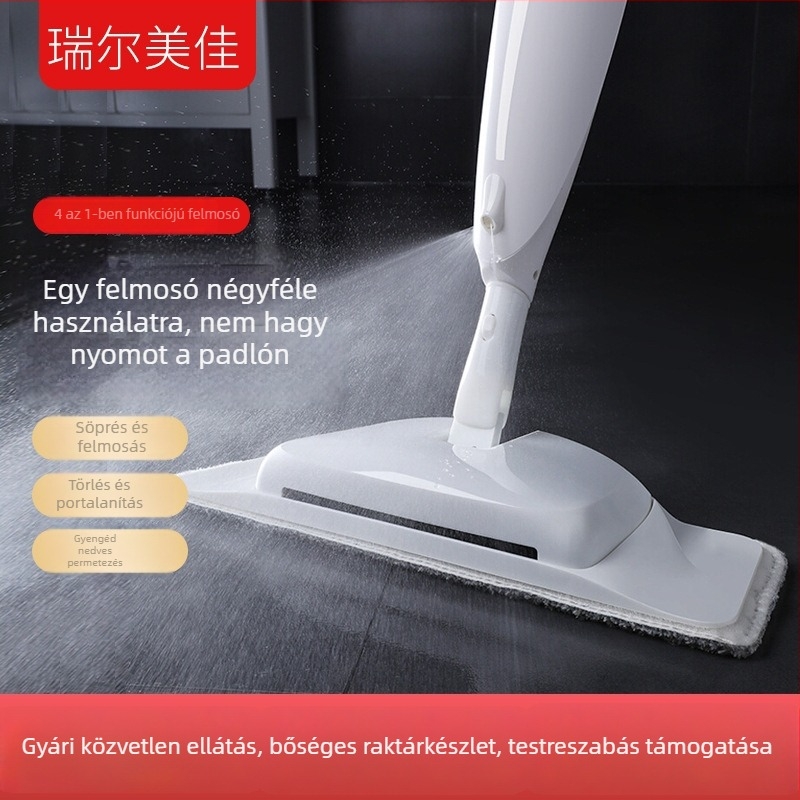 Négy az egyben: otthoni használatra tervezett permetezős síkfejes mop száraz és nedves tisztításhoz, poros mop