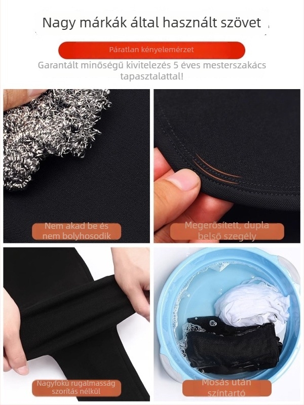 Fekete női leggings denim hatású, fleece béléssel, magas derekú, szoros, ceruza szabású