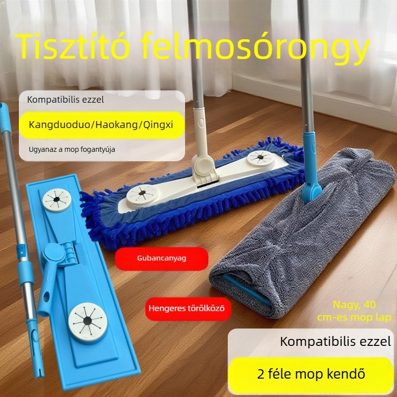 Lapos mop Chenille párnával, 40 cm, nagy méretű otthoni tisztításra