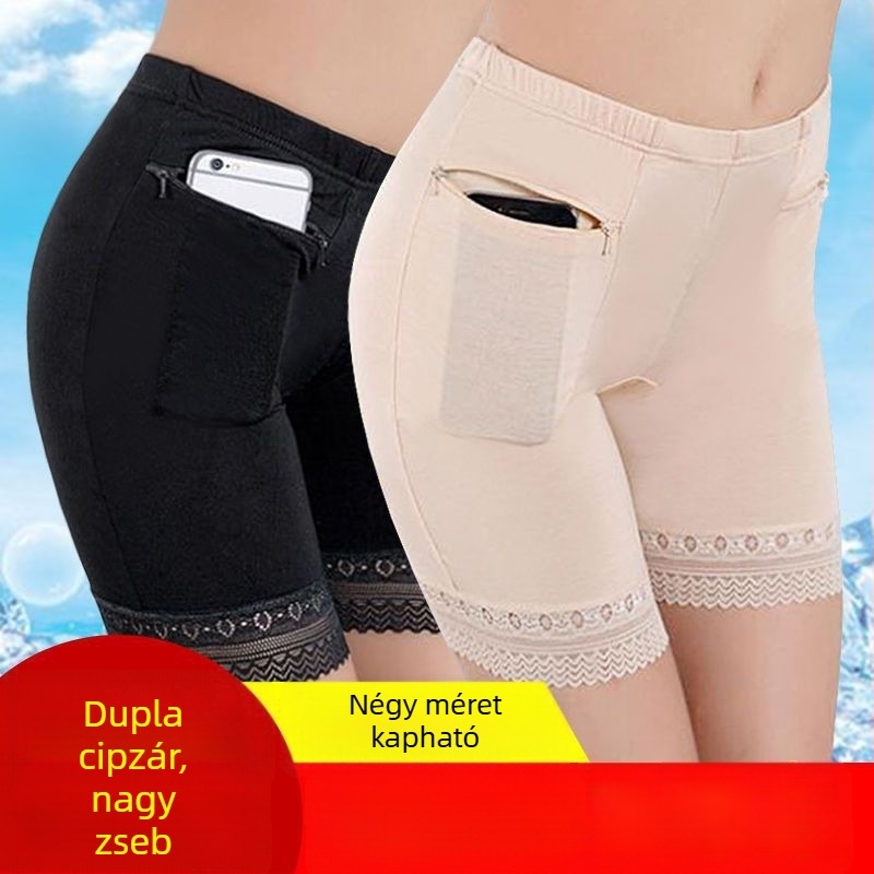 Női modal bugyi cipzáros zsebbel, középmagas derekú, védő bélés