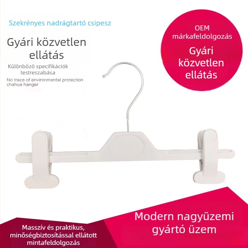 Otthoni használatra tervezett fém akasztó klippel, műanyag nadrágakasztó tartó, szélesített és megvastagított, minimalista ruhatartó