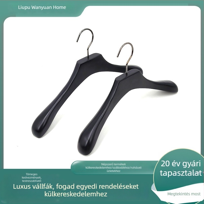 Fekete luxus ruhatartók – tömörfa utánzat, csúszásmentes, vastított, nyom nélkül