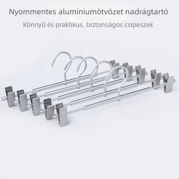 Alumínium ötvözetű nadrágtartó állvány klipszekkel, beltéri és kültéri szárításra