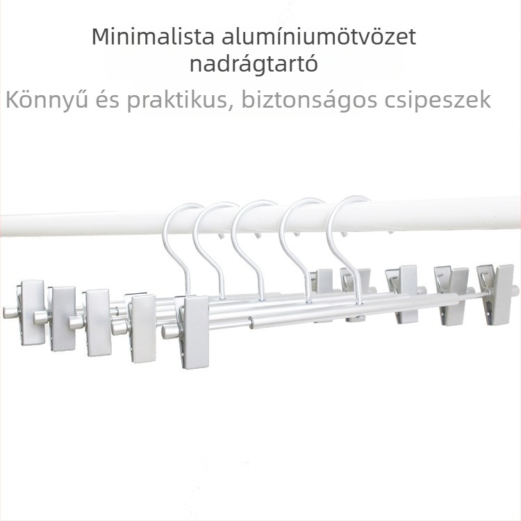 Alumínium ötvözetű nadrágtartó állvány klipszekkel, beltéri és kültéri szárításra