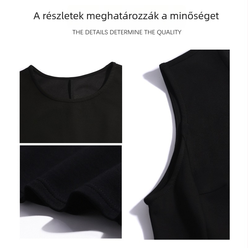 Hepburn-stílusú derékszűkítő ruha, ujjatlan, A-vonalú, rövid fekete ruha