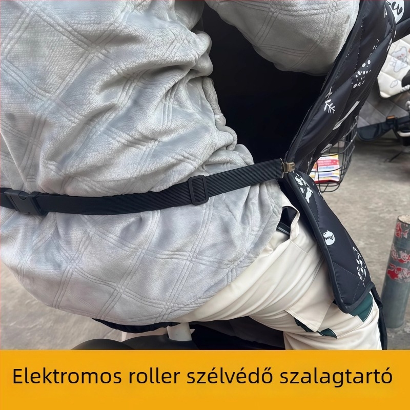 Elektromos jármű szélvédő takarója klipszekkel és pántokkal, téli védelem a szél ellen és meleg, elasztikus derékszíj