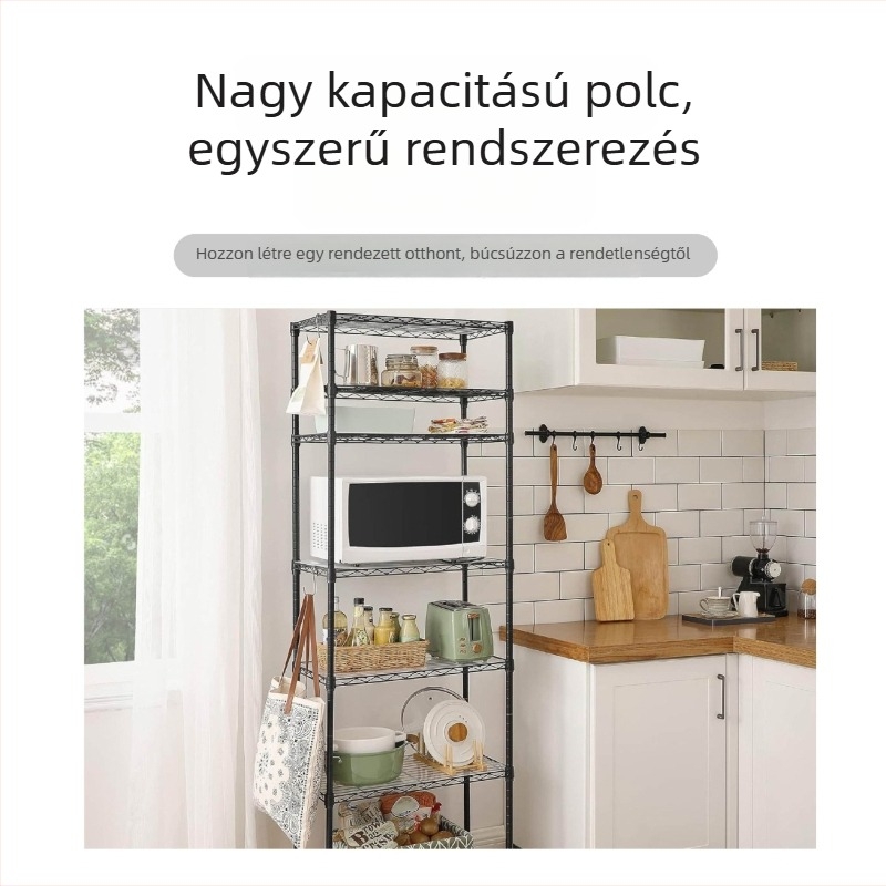 Hétszintes fém tárolóállvány konyhához és fürdőszobához