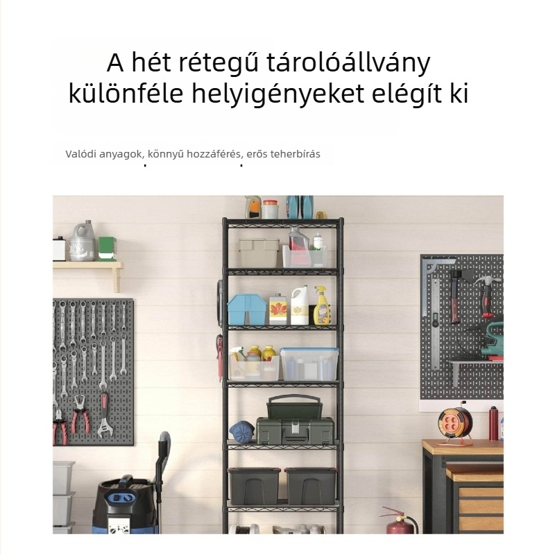 Hétszintes fém tárolóállvány konyhához és fürdőszobához