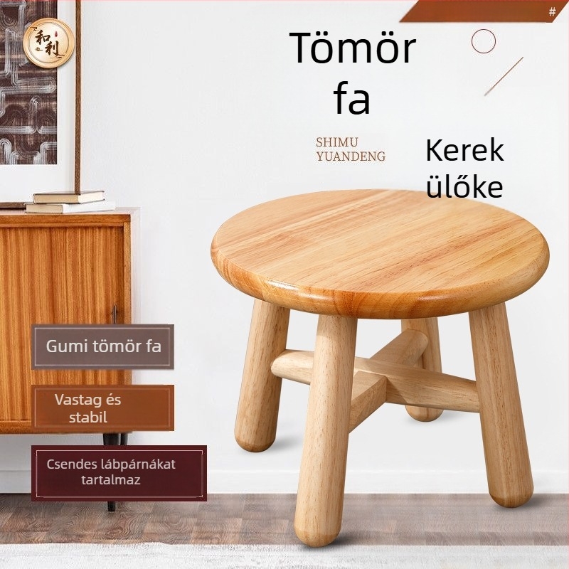 Szilárd tölgyfa kör alakú ülőke otthoni használatra, alacsony, egyszerű és tartós