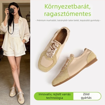 Női valódi bőrből készült lapos tornacipő Converse-stílusban, fehér loaferek brit stílusban