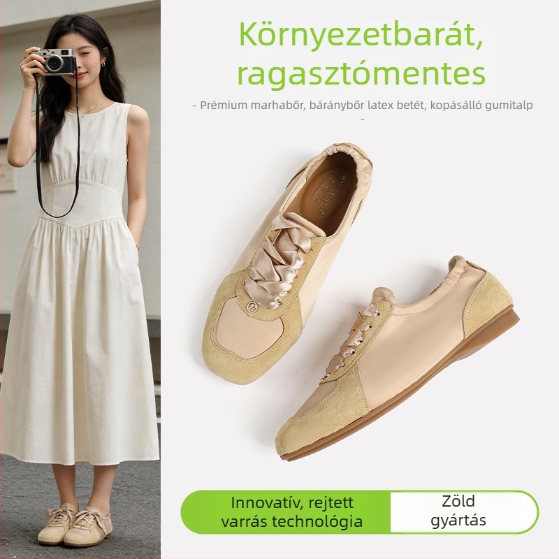 Női valódi bőrből készült lapos tornacipő Converse-stílusban, fehér loaferek brit stílusban