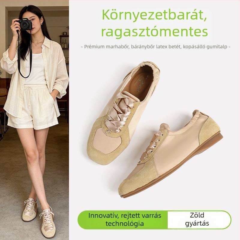 Női valódi bőrből készült lapos tornacipő Converse-stílusban, fehér loaferek brit stílusban