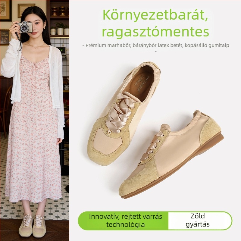 Női valódi bőrből készült lapos tornacipő Converse-stílusban, fehér loaferek brit stílusban