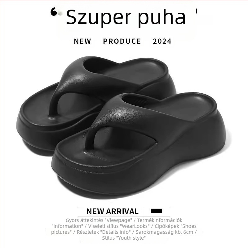 Női 5,0 cm vastag talpú flip-flop papucs kültéri, strand, nyaralás és otthoni használatra