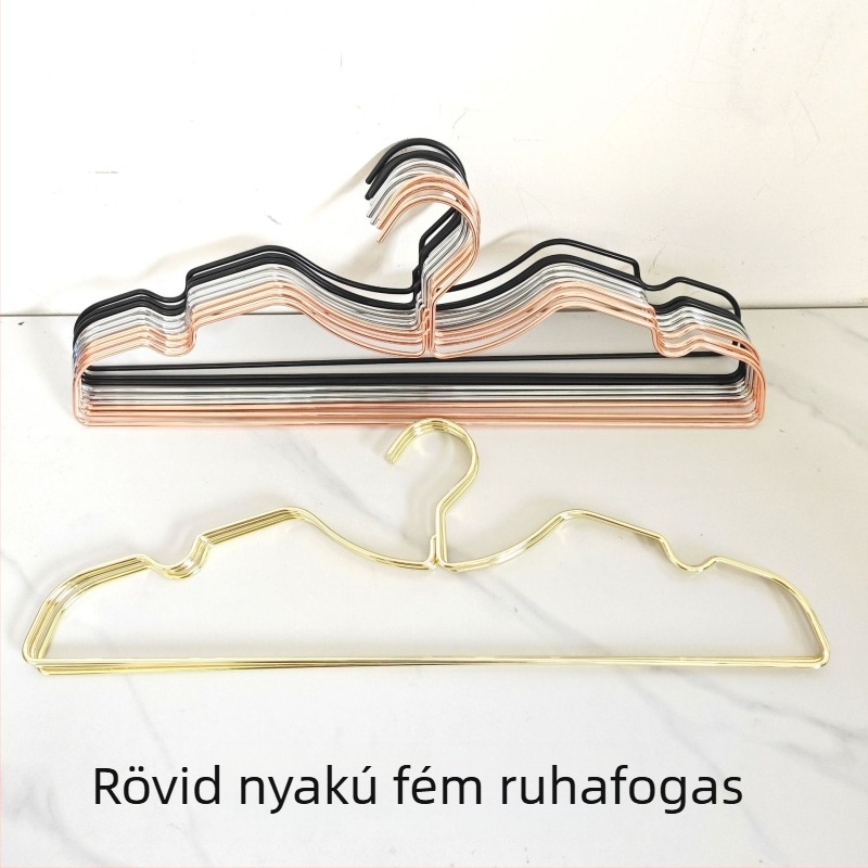 Fém rövidnyakú ruhatartó vállfa, varrás nélküli, csúszásmentes, könnyed luxus, garderóbához magas minőségben