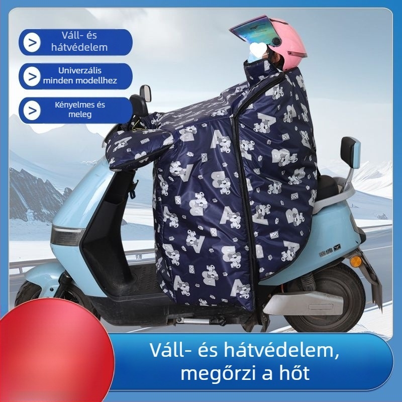 G5U Elektromos kerékpár szélvédő takaró téli fleece béléssel, extra vastag, vízálló hátsó védő a hideg ellen