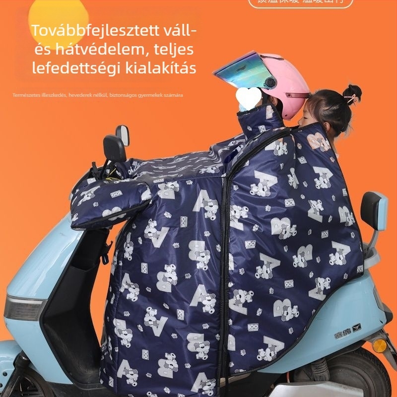 G5U Elektromos kerékpár szélvédő takaró téli fleece béléssel, extra vastag, vízálló hátsó védő a hideg ellen