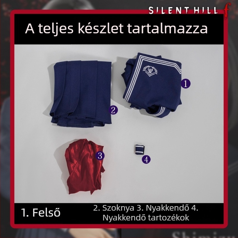 Hímzett JK cosplay szoknya, inspirálva Silent Hill F Shizuku Deep Water
